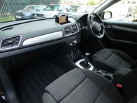 USED 2017 17 AUDI Q3 1.4 TFSI CoD Sport 5d 150 S/S LOW MILEAGE, GOOD SERVICE HISTORY, SAT NAV, DAB RADIO, BLUETOOTH PHONE & MUSIC, AUDI MUSIC INTERFACE, REAR ACCOUSTIC PARKING SENSORS, MANUAL 6 SPEED, 17 INCH 5 ARM ALLOY WHEELS, ROOF RAILS, CLOTH INTERIOR, SPORT SEATS WITH ELECTRIC LUMBAR SUPPORT, RAIN & LIGHT SENSORS, AUTO HOLD, LEATHER MULTIFUNCTION STEERING WHEEL, DRIVE SELECT, DUAL CLIMATE A/C, FRONT CENTRE ARM REST, CD & SD CARD READERS, ELECTRIC HEATED MIRRORS, ELECTRIC WINDOWS, TYRE PRESSURE MONITOR, ISO FIX, SPACE SAVER SPARE WHEEL