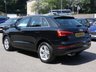 USED 2017 17 AUDI Q3 1.4 TFSI CoD Sport 5d 150 S/S LOW MILEAGE, GOOD SERVICE HISTORY, SAT NAV, DAB RADIO, BLUETOOTH PHONE & MUSIC, AUDI MUSIC INTERFACE, REAR ACCOUSTIC PARKING SENSORS, MANUAL 6 SPEED, 17 INCH 5 ARM ALLOY WHEELS, ROOF RAILS, CLOTH INTERIOR, SPORT SEATS WITH ELECTRIC LUMBAR SUPPORT, RAIN & LIGHT SENSORS, AUTO HOLD, LEATHER MULTIFUNCTION STEERING WHEEL, DRIVE SELECT, DUAL CLIMATE A/C, FRONT CENTRE ARM REST, CD & SD CARD READERS, ELECTRIC HEATED MIRRORS, ELECTRIC WINDOWS, TYRE PRESSURE MONITOR, ISO FIX, SPACE SAVER SPARE WHEEL