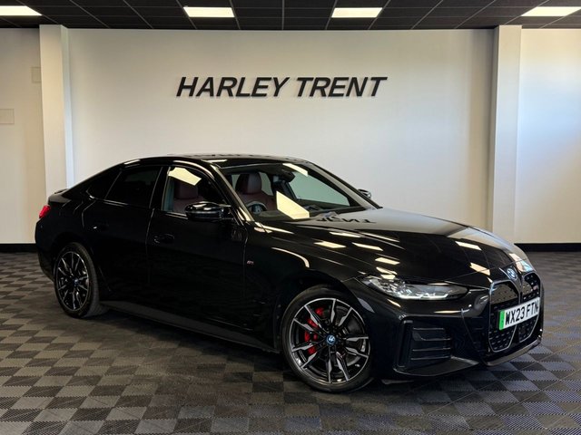2023 23 BMW I4 M50 83.9kWh Gran Coupe 5dr Electric Auto 4WD (544 ps) TOP SPEC! TECHNOLOGY PACK, COMFORT PLUS PACK, HARMAN/KARDON SOUND SYSTEM, M SPORT PRO PACK, HEATED STEERING WHEEL, WIRELESS CHARGING, HEADS UP DISPLAY, VIRTUAL COCKPIT, 19'' ALLOYS, TACORA RED VERNASCA LEATHER, REAR CAMERA, RED M SPORT BRAKES, AMBIENT MOOD LIGHTING