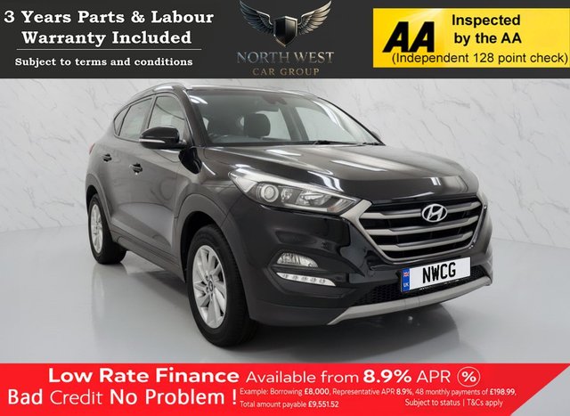 View our Hyundai Tucson 1.7 CRDi Blue Drive SE Nav SUV 5dr Diesel Manual Euro 6 (s/s) (116 ps) NATIONWIDE PARTS & LABOUR WARRANTY INCLUDED + 12 MONTHS AA BREAKDOWN FREE