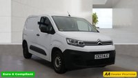 USED 2023 23 CITROEN BERLINGO White 1.5 BlueHDi Enterprise Edition M van, 46,900 miles, Euro 6, 8in Touchscreen, CarPlay/Android Auto, A/C, Cruise, Rear sensors. Plus VAT @ 20%! This 2023 Citroen Berlingo offers excellent peace of mind with its MOT valid until March 2027. This Enterprise Edition M SWB model is powered by an efficient 1.5 litre BlueHDi diesel engine, meeting Euro 6 emission standards. It comes equipped with rear parking sensors to assist with manoeuvring, and an 8 inch colour touchscreen featuring Citroen Connect DAB Radio, Bluetooth handsfree, and a USB socket. For your convenience, it also includes height adjustable halogen headlights that can switch o
