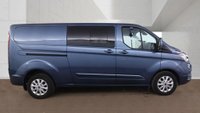 USED 2021 21 FORD TRANSIT CUSTOM Blue 2.0 320 EcoBlue Limited Crew Van, 29,801 miles, 6 Seats, Euro 6, Air Conditioning, Heated seats, Alloys, F&R sensors. Plus VAT @ 20%! This 2021 Ford Transit Custom 320 Limited van stands out with its exceptionally low mileage of just 29,801 miles, a rare find for a vehicle of its age, and has been owned by only one person. It features a robust 2.0L Diesel Engine, meets Euro 6 emission standards, and offers comfortable seating for six occupants. The van comes with a 3 month warranty for your peace of mind, and its MOT is valid until March 2027, ensuring its roadworthiness.  The Limited trim level enhances the driving experience
