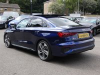 USED 2021 21 AUDI A3 Saloon 1.5 TFSI 35 Edition 1 4d S Tronic 150 S/S 1 OWNER, FULL SERVICE HISTORY, UPGRADE PANORAMIC SUNROOF, UPGRADE COMFORT & SOUND PACK INCLUDING BANG & OLUFSEN 3D SOUND SYSTEM REVERSING CAMERA PARK ASSIST FRONT & REAR PARKING SENSORS, HEATED FRONT SEATS, 19 INCH ALLOYS, SAT NAV, LEATHER ALCANTARA, WIRELESS APPLE CARPLAY / ANDROID AUTO, DAB, BLUETOOTH, PRIVACY GLASS, MATRIX LED LIGHTS WITH DAYTIME RUNNING LIGHTS, POWER FOLDING MIRRORS, LEATHER TIPTRONIC MULTIFUNCTION STEERING WHEEL, CRUISE CONTROL, RAIN & LIGHT SENSORS, LANE DEPARTURE WARNING