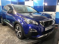 USED 2019 69 PEUGEOT 3008 1.2 PureTech GPF Allure SUV 5dr Petrol EAT Euro 6 (s/s) (130 ps) A stunning example of this Ulez compliant petrol automatic Suv finished in Magnetic Blue complimented with 18" Diamond cut alloys . This car comes fully serviced with 12 months mot  ,it comes equipped with touch screen satellite navigation ,voice control system  ,floppy paddle gear shift option ,front and rear parking sensors with reverse camera ,part leather trim ,Dab stereo with usb inputs , cruise control and speed limiter ,Bluetooth connectivity ,onboard computer ,auto light and wipers ,powe