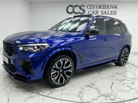 USED 2020 70 BMW X5 M 4.4i V8 Competition SUV 5dr Petrol Auto xDrive Euro 6 (s/s) (625 ps) Finished In Marino Bay Blue, This X5M Comes With A Panoramic Glass Sky Lounge Roof, Comfort Plus Package, Luggage Compartment Package, Full BMW Service History, Heated And Cooled Electric Front Seats, Memory Seats, 21" Front And 22" Rear Alloy Wheels, Heated And Cooled Cupholders, X5M Logo Debossed, Sun Protection Glazing,  Maxton Design Kit, Reverse And 360 Degree Surround Cameras, BMW Display Key, Full Merino Black Interior, M Gear Selector, 12 Months MOT, 3 Months Warranty. Finance And Extend