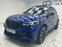 USED 2020 70 BMW X5 M 4.4i V8 Competition SUV 5dr Petrol Auto xDrive Euro 6 (s/s) (625 ps) Finished In Marino Bay Blue, This X5M Comes With A Panoramic Glass Sky Lounge Roof, Comfort Plus Package, Luggage Compartment Package, Full BMW Service History, Heated And Cooled Electric Front Seats, Memory Seats, 21" Front And 22" Rear Alloy Wheels, Heated And Cooled Cupholders, X5M Logo Debossed, Sun Protection Glazing,  Maxton Design Kit, Reverse And 360 Degree Surround Cameras, BMW Display Key, Full Merino Black Interior, M Gear Selector, 12 Months MOT, 3 Months Warranty. Finance And Extend