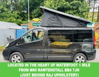 USED 2014 14 RENAULT TRAFIC 2.0 dCi SL27 Sport Panel Van 3dr Diesel Manual L1 H1 (198 g/km, 115 bhp) Here we have a lovely low mileage affordable example of a 4 berth professionally converted campervan, finished in metallic black. We converted this van around 2 years ago and last owner has slept in it less tan half a dozen times. Kiravan tested double front swivel, so giving it 5 belted traveling seats, Smev sink and hob, Victron charging system, Rear Bike rack. interion was fully retrimmed in a stunning factory looking grey and blue colours. C AND H Pop top fitted.