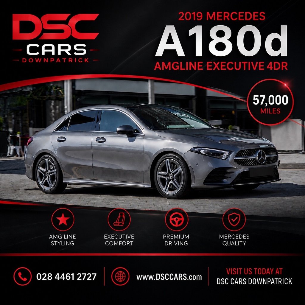 USED 2019 19 MERCEDES-BENZ A CLASS 1.5 A180d AMG Line (Executive) Saloon 4dr Diesel 7G-DCT Euro 6 (s/s) (116 ps) 