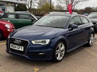 USED 2014 64 AUDI A3 1.6 TDI S line Hatchback 3dr Diesel S Tronic Euro 6 (s/s) (110 ps) Pan opening glass roof, Nav, Rear camera, 9 services