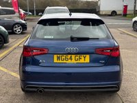 USED 2014 64 AUDI A3 1.6 TDI S line Hatchback 3dr Diesel S Tronic Euro 6 (s/s) (110 ps) Pan opening glass roof, Nav, Rear camera, 9 services