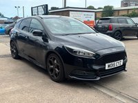 USED 2015 15 FORD FOCUS 2.0T EcoBoost ST-3 Hatchback 5 door Petrol Manual Euro 6 in Black +HEATED LEATHER+REVERSE CAM+SENSORS