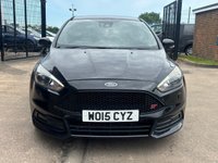 USED 2015 15 FORD FOCUS 2.0T EcoBoost ST-3 Hatchback 5 door Petrol Manual Euro 6 in Black +HEATED LEATHER+REVERSE CAM+SENSORS