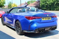 PRE-OWNED 2026 26 BMW M4 3.0 BiTurbo Competition Convertible 2dr Petrol Steptronic M xDrive Euro 6 (s/s) (530 ps) Portimao Blue Metallic (&pound;875 option), Merino Bicolour Leather Silverstone/Black (&pound;2000 option), 19" Front 20" Rear Alloy Wheels M Double Spoke 826 Forged Bi Colour Alloys, Technology Package (&pound;2675 option), Heated Steering Wheel (&pound;250 option), High Beam Assistant (&pound;&pound;175 option), M Brakes With Red Callipers (&pound;325 option), BMW Live Cockpit With Head-Up Display, Electric Folding Mirrors, Heated Seats, Harman Kardon Music System, Cruise Control, Electric Memory Seats, Smartphone Integration, Adaptiv