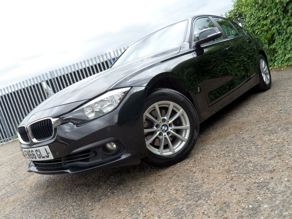 USED 2017 66 BMW 3 SERIES 2.0 330e 7.6kWh SE Saloon 4dr Petrol Plug-in Hybrid Auto Euro 6 (s/s) (252 ps) Black Sapphire - Dakota Leather