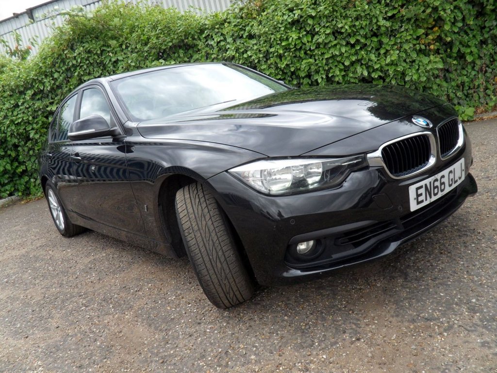USED 2017 66 BMW 3 SERIES 2.0 330e 7.6kWh SE Saloon 4dr Petrol Plug-in Hybrid Auto Euro 6 (s/s) (252 ps) Black Sapphire - Dakota Leather