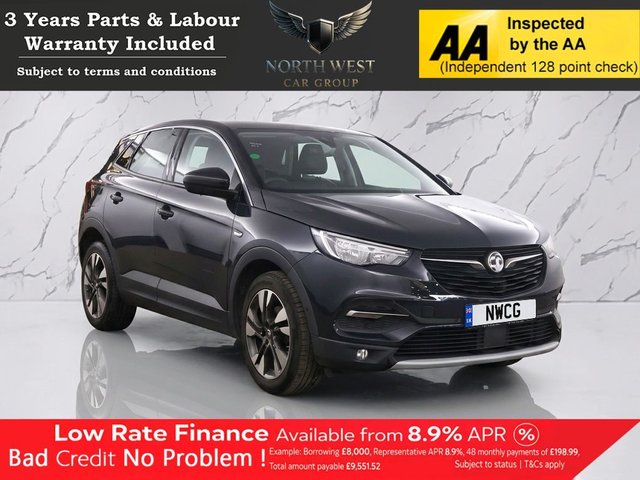 View our Vauxhall Grandland X 1.2 Turbo GPF Sport Nav SUV 5dr Petrol Manual Euro 6 (s/s) (130 ps) NATIONWIDE PARTS & LABOUR WARRANTY INCLUDED + 12 MONTHS AA BREAKDOWN FREE
