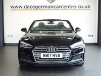 USED 2017 17 AUDI A5 CABRIOLET 2.0 TFSI S line Convertible 2dr Petrol S Tronic Euro 6 (s/s) (190 ps) VERY NICELY CARED FOR A5 CABRIOLET - COMES WITH A COMPREHENSIVE AUDI MAIN DEALER SERVICE HISTORY + SATELLITE NAVIGATION + BLUETOOTH CONNECTIVITY INCLUDING MEDIA STREAMING + THREE-ZONE CLIMATE CONTROL + CRUISE CONTROL + FRONT AND REAR PARKING SENSORS + DAB DIGITAL RADIO + IN CAR ENTERTAINMENT WITH MEDIA DISPLAY + FLAT BOTTOMED LEATHER MULTI FUNCTION STEERING WHEEL WITH PADDLE SHIFT GEAR SELECT + VOICE COMMAND + KEYLESS START + PIANO BLACK INLAYS + ECO STOP / START FUNCTION