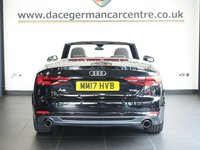 USED 2017 17 AUDI A5 CABRIOLET 2.0 TFSI S line Convertible 2dr Petrol S Tronic Euro 6 (s/s) (190 ps) VERY NICELY CARED FOR A5 CABRIOLET - COMES WITH A COMPREHENSIVE AUDI MAIN DEALER SERVICE HISTORY + SATELLITE NAVIGATION + BLUETOOTH CONNECTIVITY INCLUDING MEDIA STREAMING + THREE-ZONE CLIMATE CONTROL + CRUISE CONTROL + FRONT AND REAR PARKING SENSORS + DAB DIGITAL RADIO + IN CAR ENTERTAINMENT WITH MEDIA DISPLAY + FLAT BOTTOMED LEATHER MULTI FUNCTION STEERING WHEEL WITH PADDLE SHIFT GEAR SELECT + VOICE COMMAND + KEYLESS START + PIANO BLACK INLAYS + ECO STOP / START FUNCTION