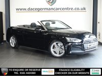 USED 2017 17 AUDI A5 CABRIOLET 2.0 TFSI S line Convertible 2dr Petrol S Tronic Euro 6 (s/s) (190 ps) VERY NICELY CARED FOR A5 CABRIOLET - COMES WITH A COMPREHENSIVE AUDI MAIN DEALER SERVICE HISTORY + SATELLITE NAVIGATION + BLUETOOTH CONNECTIVITY INCLUDING MEDIA STREAMING + THREE-ZONE CLIMATE CONTROL + CRUISE CONTROL + FRONT AND REAR PARKING SENSORS + DAB DIGITAL RADIO + IN CAR ENTERTAINMENT WITH MEDIA DISPLAY + FLAT BOTTOMED LEATHER MULTI FUNCTION STEERING WHEEL WITH PADDLE SHIFT GEAR SELECT + VOICE COMMAND + KEYLESS START + PIANO BLACK INLAYS + ECO STOP / START FUNCTION