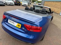 USED 2015 65 AUDI A5 CABRIOLET 2.0 TDI S line Special Edition Plus Convertible Sepang Blue Diesel Multitronic Euro 6 (s/s) (190 ps) HUGE SPEC FULL 2 TONE LEATHER HEATED SPORTS SEATS with NECK SCARF SAT NAV REVERSE CAMERA WIND DEFLECTOR AND LOTS MORE