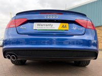 USED 2015 65 AUDI A5 CABRIOLET 2.0 TDI S line Special Edition Plus Convertible Sepang Blue Diesel Multitronic Euro 6 (s/s) (190 ps) HUGE SPEC FULL 2 TONE LEATHER HEATED SPORTS SEATS with NECK SCARF SAT NAV REVERSE CAMERA WIND DEFLECTOR AND LOTS MORE