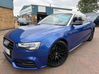 USED 2015 65 AUDI A5 CABRIOLET 2.0 TDI S line Special Edition Plus Convertible Sepang Blue Diesel Multitronic Euro 6 (s/s) (190 ps) HUGE SPEC FULL 2 TONE LEATHER HEATED SPORTS SEATS with NECK SCARF SAT NAV REVERSE CAMERA WIND DEFLECTOR AND LOTS MORE