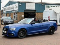 USED 2015 65 AUDI A5 CABRIOLET 2.0 TDI S line Special Edition Plus Convertible Sepang Blue Diesel Multitronic Euro 6 (s/s) (190 ps) HUGE SPEC FULL 2 TONE LEATHER HEATED SPORTS SEATS with NECK SCARF SAT NAV REVERSE CAMERA WIND DEFLECTOR AND LOTS MORE