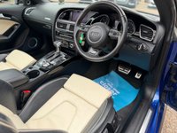 USED 2015 65 AUDI A5 CABRIOLET 2.0 TDI S line Special Edition Plus Convertible Sepang Blue Diesel Multitronic Euro 6 (s/s) (190 ps) HUGE SPEC FULL 2 TONE LEATHER HEATED SPORTS SEATS with NECK SCARF SAT NAV REVERSE CAMERA WIND DEFLECTOR AND LOTS MORE