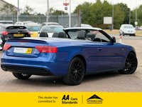 USED 2015 65 AUDI A5 CABRIOLET 2.0 TDI S line Special Edition Plus Convertible Sepang Blue Diesel Multitronic Euro 6 (s/s) (190 ps) HUGE SPEC FULL 2 TONE LEATHER HEATED SPORTS SEATS with NECK SCARF SAT NAV REVERSE CAMERA WIND DEFLECTOR AND LOTS MORE