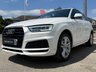 USED 2018 18 AUDI Q3 2.0 TFSI S line Edition SUV 5dr Petrol S Tronic quattro Euro 6 (s/s) (180 ps) Finished in GLACIER WHITE with contrasting Black HALF LEATHER Trim. This low mileage, Audi Q3 is a upmarket, premium, compact SUV. It offers plenty of space, Great fun to drive and lots of high tech features. All at a very affordable price. Spec includes 18" Alloys, Half Leather, Sat Nav, Power Boot, Park Sensors, Tinted windows, B/Tooth and much more. Dealer serviced at 7112 miles, 23640 miles, 36267 miles, 50397 miles, and at 53908 miles on 30/4/2026.