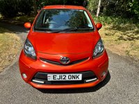 USED 2012 12 TOYOTA AYGO 1.0 VVT-i Fire Hatchback 5dr Petrol Manual Euro 5 (67 ps)0NLY 11,600 MILES--YES 11,600  FROM NEW WITH 1 LADY OWNER//20 POUND ROAD TAX//GROUP 2 INSURANCE //AIRCON//ALLOY WHEELS//REAR PARKING SENSORS//SPECIAL EDITION 'FIRE' MODAL//STUNNING CONDITION AND AMAZINGLY X12 SERVICING STAMPS (67 ps)0NLY 11,600 MILES--YES 11,600  FROM NEW WITH 1 LADY OWNER//20 POUND ROAD TAX//GROUP 2 INSURANCE //AIRCON//ALLOY WHEELS//REAR PARKING SENSORS//SPECIAL EDITION 'FIRE' MODAL//STUNNING CONDITION AND AMAZINGLY X12 SERVICING STAMPS