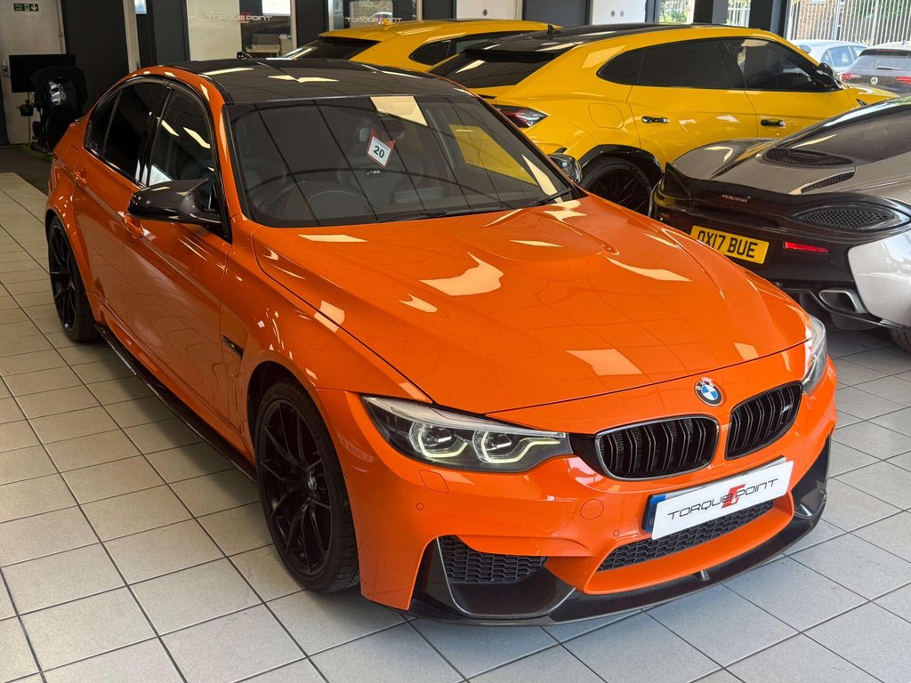 USED 2018 18 BMW M3 3.0 M3 Competition Edition Package Semi-Auto 4dr FSH + FIRE ORANGE + M PERF EXH
