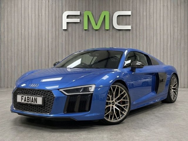 View our Audi R8 5.2 FSI V10 Coupe 2dr Petrol S Tronic Quattro Euro 6 (540 ps) **£22,000 of Spec - Bucket Seats - Ara Crystal Blue**