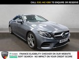 USED 2019 19 MERCEDES-BENZ E CLASS 2.0 E220d AMG Line Coupe 2dr Diesel G-Tronic+ Euro 6 (s/s) (194 ps) VIRTUAL COCKPIT DIGITAL DASH DISPLAY + SATELLITE NAVIGATION + REAR VIEW CAMERA + BLUETOOTH PHONE AND MEDIA CONNECTIVITY + AUTOMATIC LED HEADLIGHTS + AMBIENT LIGHTING + FRONT AND REAR PARKING SENSORS + DAB DIGITAL RADIO + IN CAR ENTERTAINMENT WITH MEDIA DISPLAY + KEYLESS START + CRUISE CONTROL + DUAL ZONE AIR CONDITIONED CLIMATE CONTROL + LED DAY TIME RUNNING LIGHTS + ECO STOP START + SELECTABLE DRIVING MODES + AUTOMATIC WIPERS WITH RAIN SENSOR + LEATHER MULTIFUNCTIONAL STEERING WHEEL