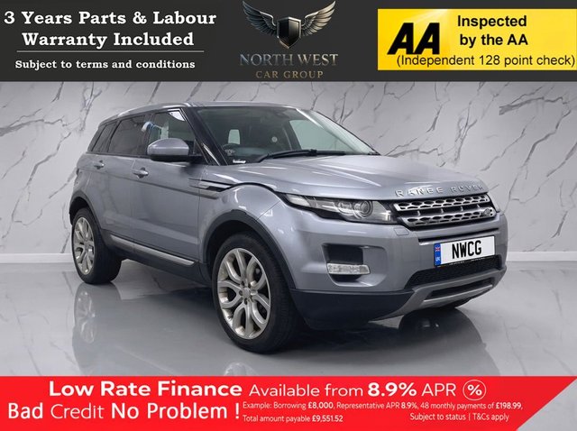 View our Land Rover Range Rover Evoque 2.2 SD4 Prestige SUV 5dr Diesel Manual 4WD Euro 5 (s/s) (190 ps) NATIONWIDE PARTS & LABOUR WARRANTY INCLUDED + 12 MONTHS AA BREAKDOWN FREE