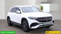 USED 2023 23 MERCEDES-BENZ EQB White EQB 300 AMG Line, 29,650 miles, Electric 4MATIC, 7 seats, Sat nav, Rear camera, Heated front seats, Part leather, ULEZ compliant. This 2023 Mercedes-Benz EQB 300 AMG Line is a well-maintained vehicle that has had only one owner from new. As an all-electric SUV with four-wheel drive, this AMG Line model offers a practical solution for families, featuring seven seats and a spacious boot. The vehicle is equipped with a 73 kWh battery that provides a range of 253 miles when new, and it comes with an MOT valid until June 2027. Comfort and safety are prioritised through features such as heated front seats, THERMOTRONIC automatic