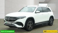 USED 2023 23 MERCEDES-BENZ EQB White EQB 300 AMG Line, 29,650 miles, Electric 4MATIC, 7 seats, Sat nav, Rear camera, Heated front seats, Part leather, ULEZ compliant. This 2023 Mercedes-Benz EQB 300 AMG Line is a well-maintained vehicle that has had only one owner from new. As an all-electric SUV with four-wheel drive, this AMG Line model offers a practical solution for families, featuring seven seats and a spacious boot. The vehicle is equipped with a 73 kWh battery that provides a range of 253 miles when new, and it comes with an MOT valid until June 2027. Comfort and safety are prioritised through features such as heated front seats, THERMOTRONIC automatic