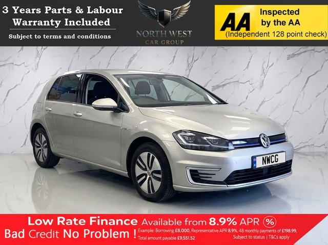 View our Volkswagen E-Golf 35.8kWh e-Golf Hatchback 5dr Electric Auto (136 ps) ***DRIVE AWAY TODAY*** NATIONWIDE PARTS & LABOUR WARRANTY INCLUDED + 12 MONTHS AA BREAKDOWN FREE