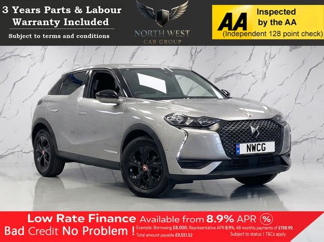 View our DS Automobiles DS 3 Crossback E-TENSE 50kWh Performance Line Crossback 5dr Electric Auto (136 ps) ***DRIVE AWAY TODAY*** NATIONWIDE PARTS & LABOUR WARRANTY INCLUDED + 12 MONTHS AA BREAKDOWN FREE