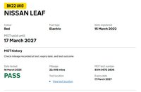 USED 2022 22 NISSAN LEAF 40kWh Acenta Hatchback 5dr Electric Auto (150 ps) Full Service History  |  Only 2 Owners From New  |  2 Keys  |  EV Battery under NISSAN Warranty Until 15/03/2030