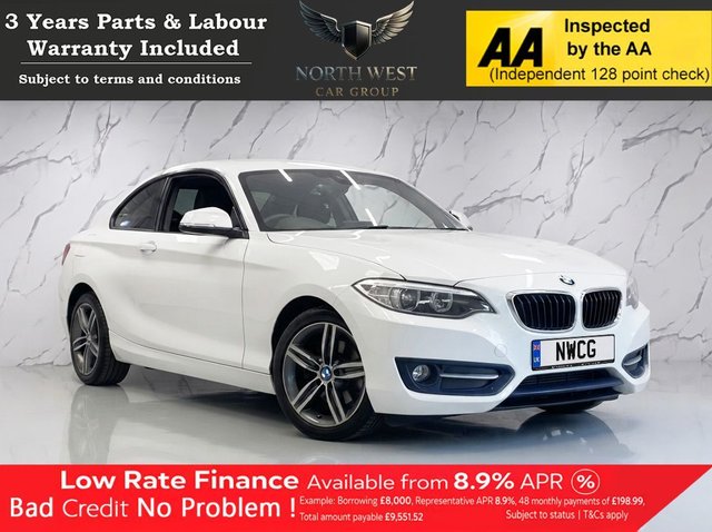 View our BMW 2 Series 1.5 218i Sport Coupe 2dr Petrol Manual Euro 6 (s/s) (136 ps) ***DRIVE AWAY TODAY*** NATIONWIDE PARTS & LABOUR WARRANTY INCLUDED + 12 MONTHS AA BREAKDOWN FREE