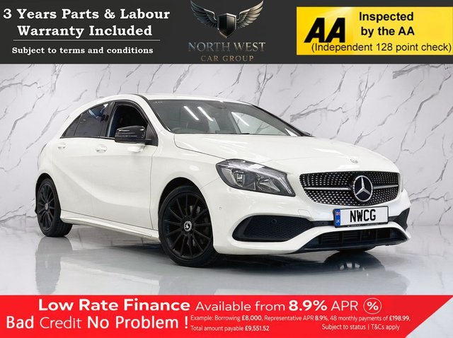 View our Mercedes-Benz A Class 1.5 A180d AMG Line (Executive) Hatchback 5dr Diesel Manual Euro 6 (s/s) (109 ps) ***DRIVE AWAY TODAY*** NATIONWIDE PARTS & LABOUR WARRANTY INCLUDED + 12 MONTHS AA BREAKDOWN FREE
