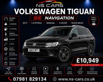 2017 VOLKSWAGEN TIGUAN 1.4 TSI SE Navigation SUV 5dr Petrol Manual Euro 6 (s/s) (150 ps) &pound;10799.00