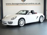 USED 2010 10 PORSCHE BOXSTER 2.9 987 Convertible 2dr Petrol Manual (221 g/km, 255 bhp) FULLY DOCUMENTED SERVICE HISTORY + &pound;6,304 WORTH OF EXTRAS + SPORT TAIL PIPE + SOUND PACK PLUS + AUTOMATIC CLIMATE CONTROL + AIR CONDITIONING + IN CAR ENTERTAINMENT CD/MP3/AM/FM + XENON HEADLIGHTS + CRUISE CONTROL + LEATHER STEERING WHEEL + COLOUR CODED ROLL-OVER BAR + PARK ASSIST + ELECTRIC SPOILER + WIND DEFLECTOR + 19 INCH CARRERA SPORT ALLOY WHEELS + ELECTRIC WINDOWS + ELECTRIC HEATED DOOR MIRRORS...