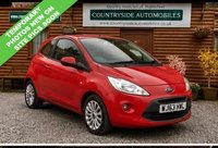 USED 2013 63 FORD KA 1.2 Zetec Hatchback 3dr Petrol Manual Euro 6 (s/s) (69 ps) ONLY 57,254 MILES &bull; AIR CONDITIONING &bull; HEATED FRONT WINDSCREEN &bull; 18 MONTHS GOLD PARTS & LABOUR WARRANTY INCLUDED. A lovely Ford Ka Zetec finished in bright red with alloy wheels, electric windows, heated mirrors, AUX connectivity and excellent service history. Economical to run with up to 58 mpg, low insurance and low running costs. Ideal first car or reliable everyday hatchback.