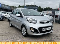 USED 2014 64 KIA PICANTO 1.0 VR7 Hatchback 5dr Petrol Manual Euro 5 (68 bhp) LOW MILES + &pound;20 TAX + FSH + AC + LOW INSURANCE + BLUETOOTH