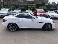 USED 2017 67 MERCEDES-BENZ SLC White SLC250d AMG Line Convertible, 41,500 miles, Euro 6, Automatic, Leather, Electric roof, Cruise Control, Bluetooth, 18in Alloys, A/C. This 2017 Mercedes-Benz SLC250d AMG Line offers a rare combination of style and practicality, having covered only 41,500 miles since new. This convertible model features a 2.1-litre diesel engine and comes with the AMG Line trim, providing a refined driving experience. For your peace of mind, the vehicle includes a 3-month warranty and will be supplied with a fresh 12-month MOT upon purchase. Inside, the cabin is equipped with a Bluetooth interface that supports both hands-free calling and audio
