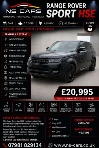 2017 LAND ROVER RANGE ROVER SPORT 3.0 SD V6 HSE Dynamic SUV 5dr Diesel Auto 4WD Euro 6 (s/s) (306 ps) &pound;20995.00
