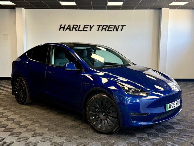 2023 23 TESLA MODEL Y (Dual Motor) Long Range SUV 5dr Electric Auto 4WDE (384 bhp) JUST ARRIVED, STUNNING EXAMPLE, DEEP BLUE METALLIC, 1 OWNER, COMFORT SUSPENSION, RYZEN CHIP, GROK AI, PANORAMIC GLASS SUNROOF, BLACK LEATHER, DUAL MOTOR, LONG RANGE, HEAT PUMP, HEATED SEATS, WIRELESS CHARGING, REAR CAMERA, HEATED STEERING WHEEL, ELECTRIC TAILGATE