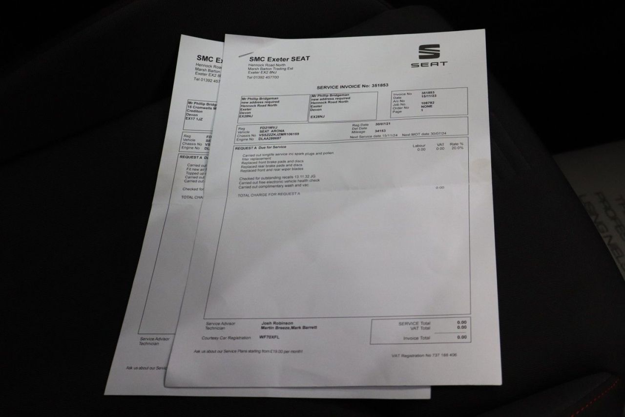 2021 SEAT ARONA 1.0 TSI FR SUV 5dr Petrol Manual Euro 6 (s/s) (110 ps) LONG MOT / PARKING S - vehicle photo 32 for sale on PureCar